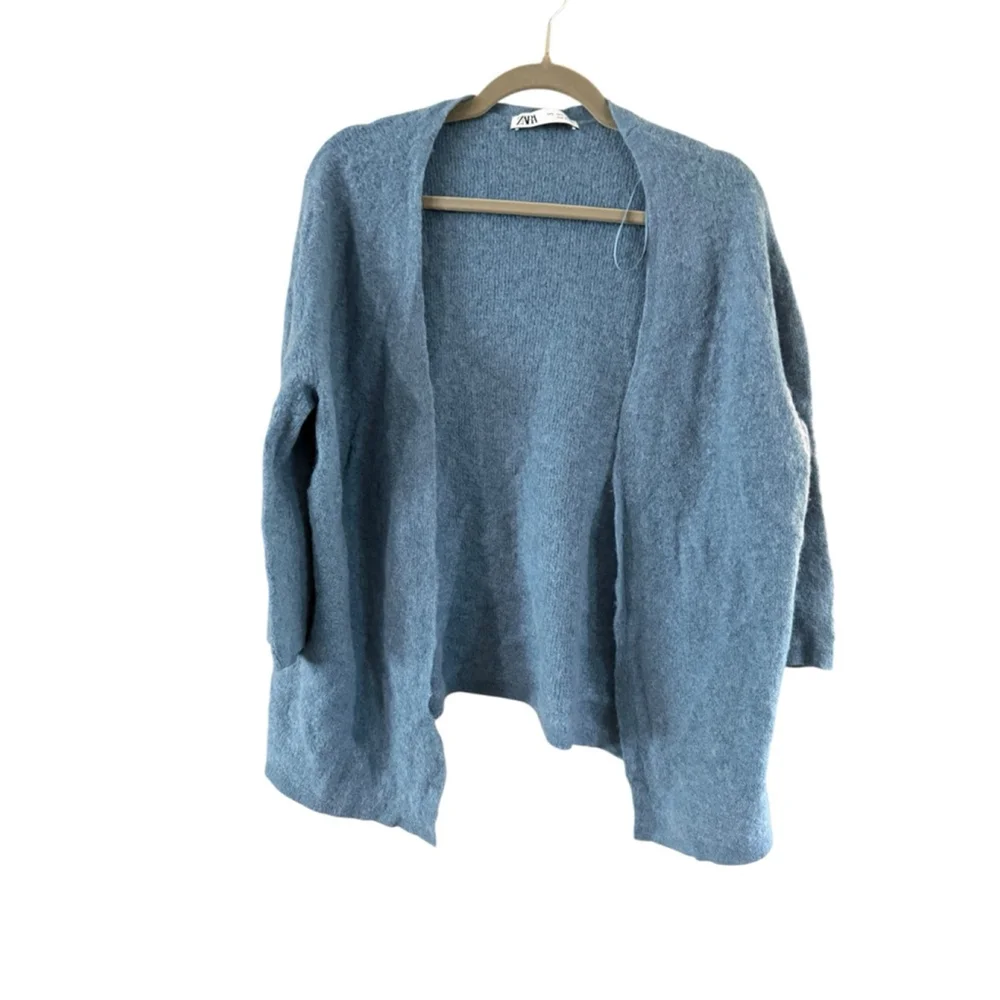 Women's Zara Blue Alpaca Blend Open Front Cardigan L - Picture 7 of 8